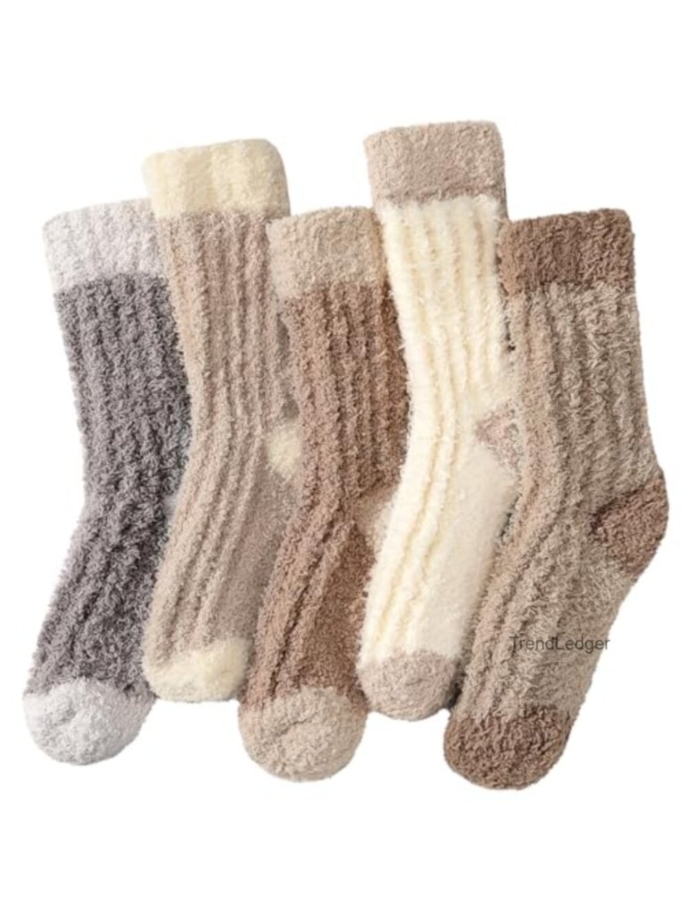 Fuzzy Plush Slipper Socks Winter Cozy Warm Stripe Crew Socks
